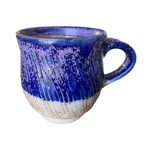 Handcrafted Stoneware Judith Murphy Blue Purple Coffee Tea Mug Signed